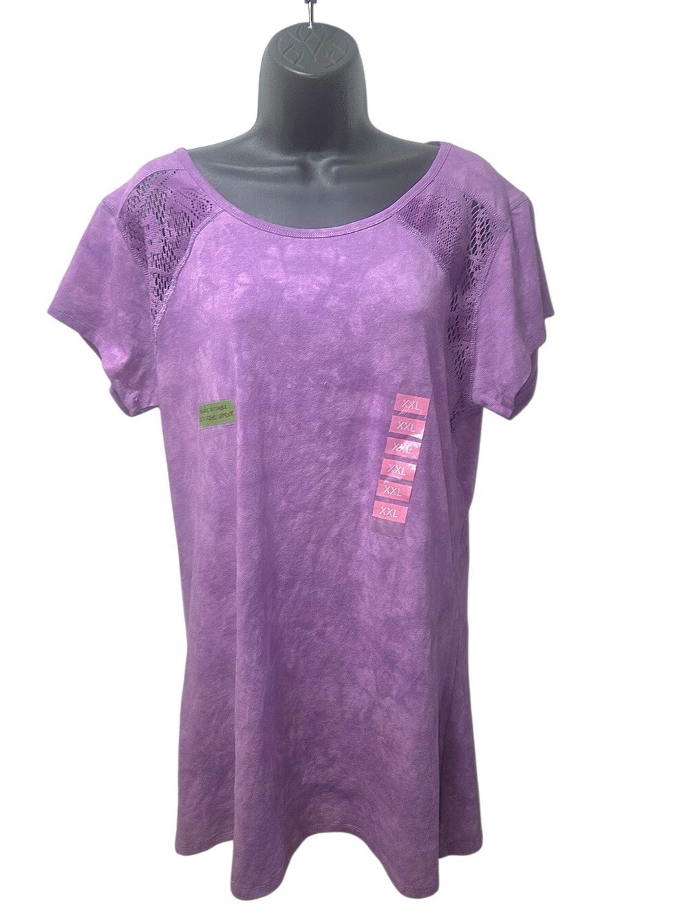 EARTH YOGA Purple Tie Dye Open Back Lace Active Tee